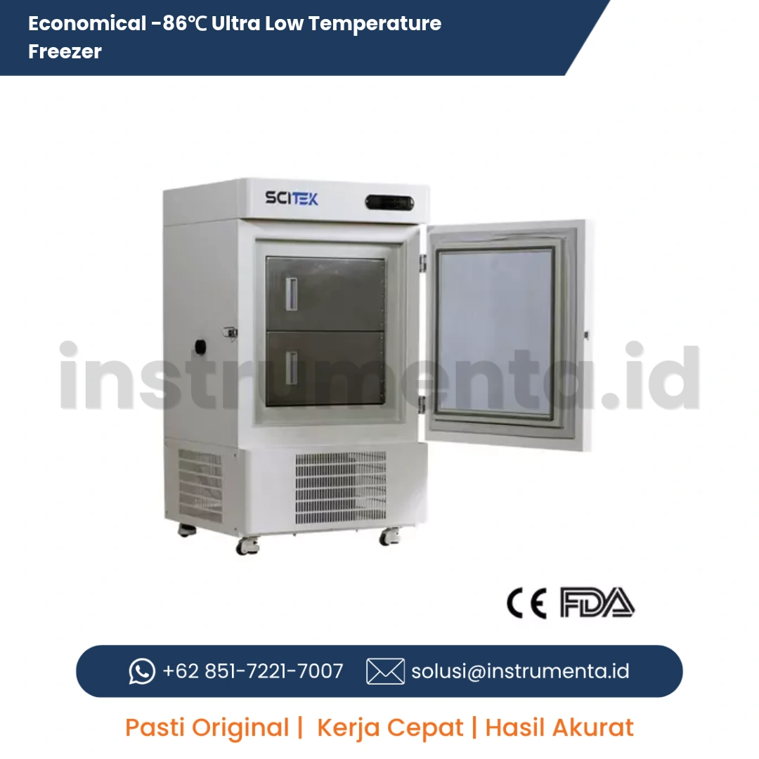 Economical Ultra Low Temperature Freezer Scitek -86 Derajat Celcius Lemari Pembeku Laboratorium Vertikal Ekonomis ULT Freezer